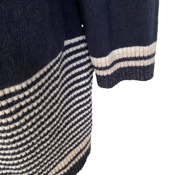 SUNCOO PARIS WOOL OPEN FRONT SWEATER Cardigan Navy Metallic Striped Medium - Picture 7 of 12
